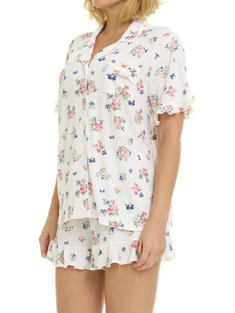 🌸 NWT Betsey Johnson Floral Butterfly Ruffle Pajama Set XXL Sleepwear - Picture 2 of 7
